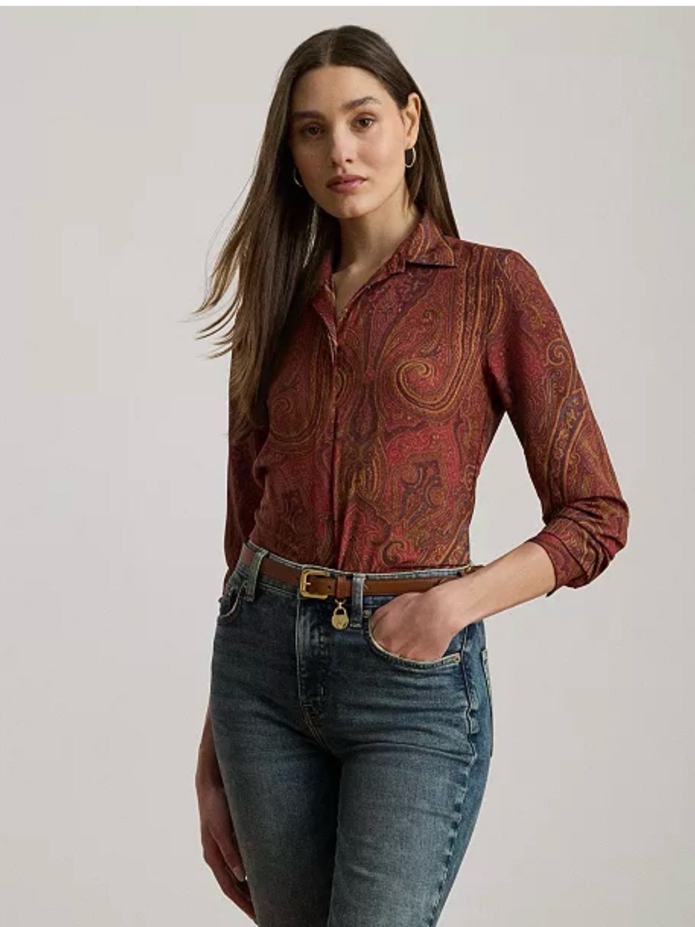 Ralph Lauren Black label Paisley Button-Front Women's Shirt in Rust